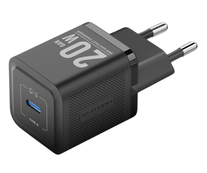 Ładowarka i akumulator Vention Ładowarka USB-C 20W GaN czarna